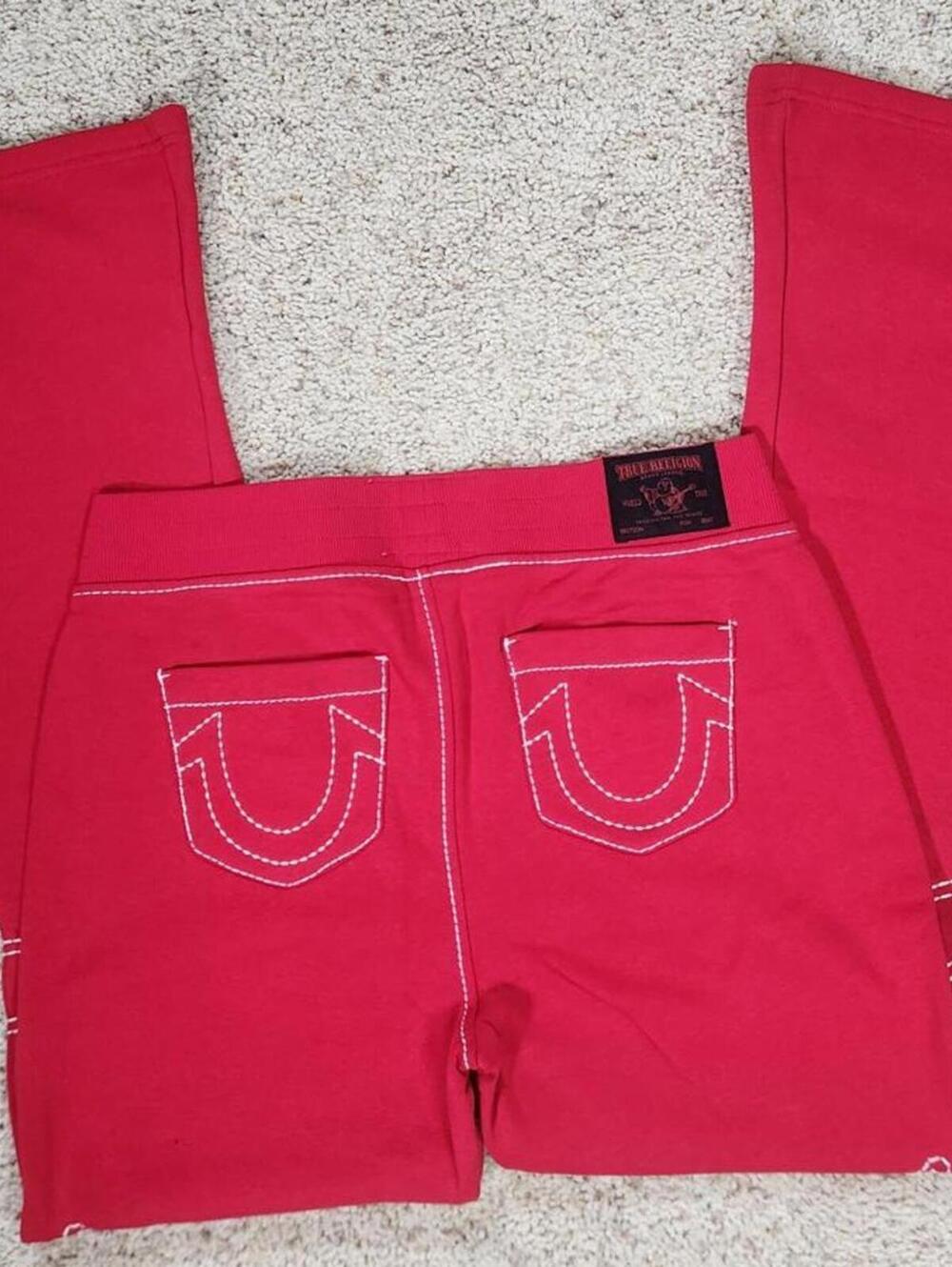 NEW True Religion Pull-On Flare Jeans Red Anniversary Large